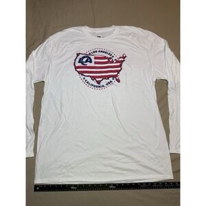 NWOT! LA Rams NFL Team Apparel, Men's Long Sleeve Size 2XL White, American Flag